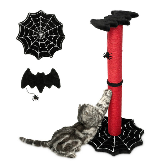 Gothic Cat Scratching Post 34 inch with Sturdy Spider Web Floor Foundation