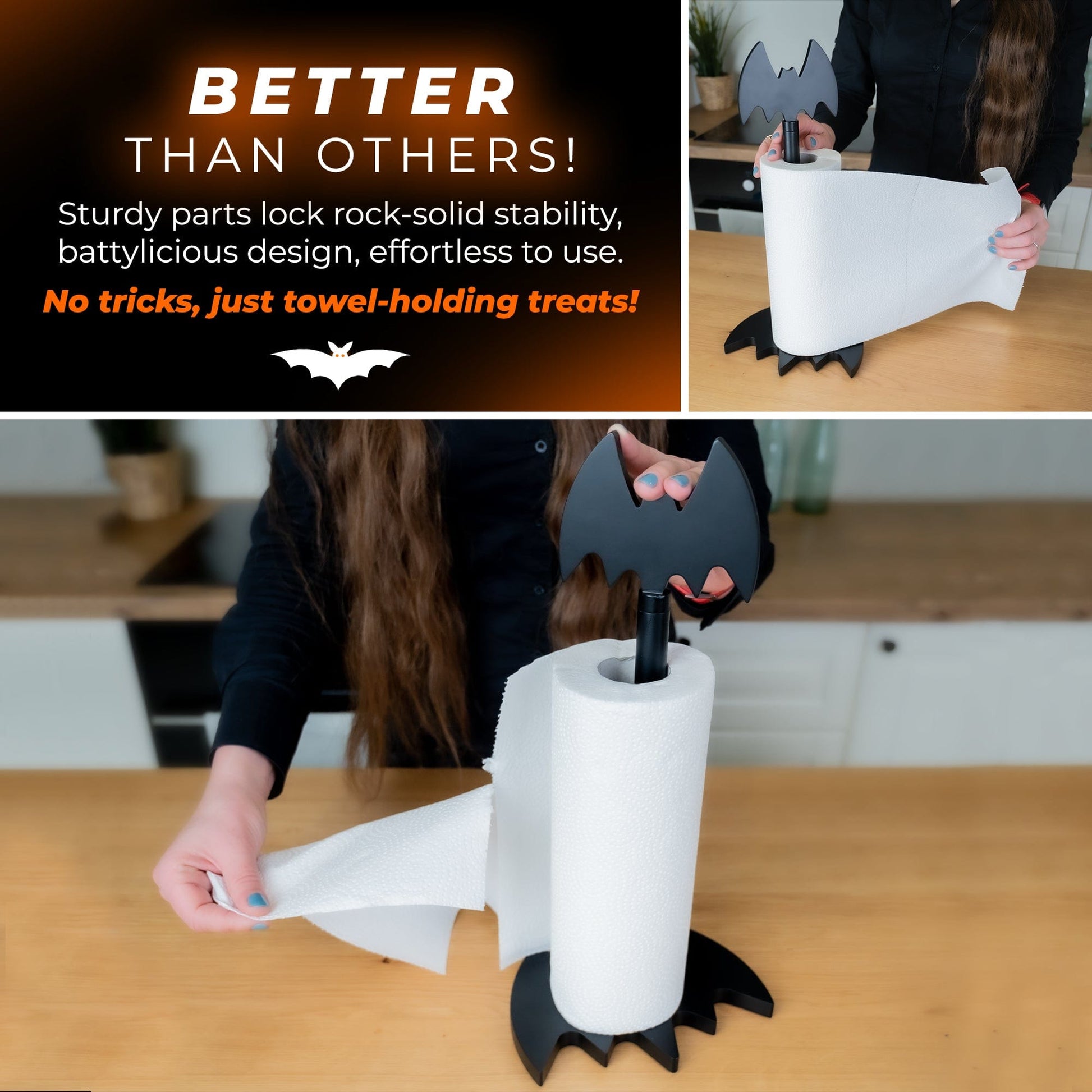 littlesyspooky Bat paper towel holder