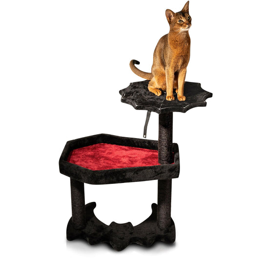 littlesyspooky Big Gothic Cat Tree with Coffin Cat Bed